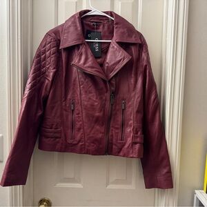 Guess Leather jacket- Maroon